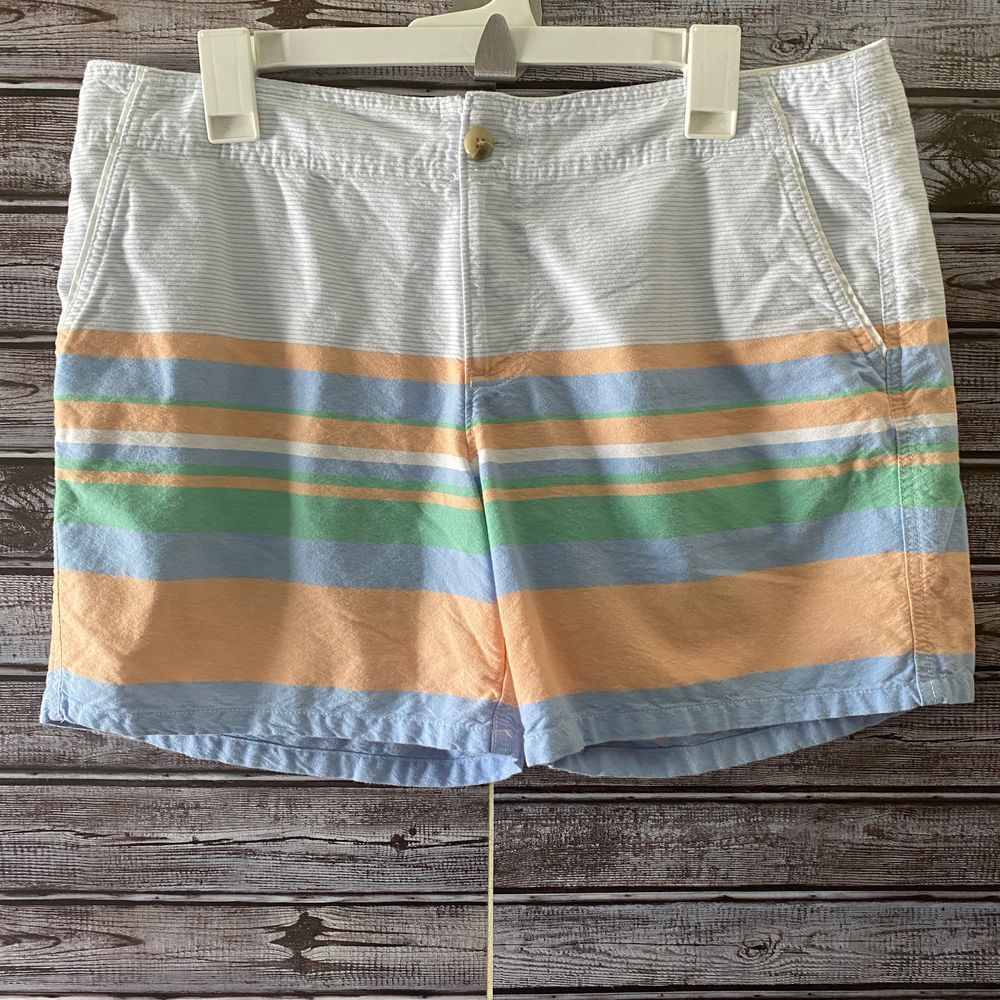 Columbia PFG Women's Shorts Size 12 Striped Pockets Logo